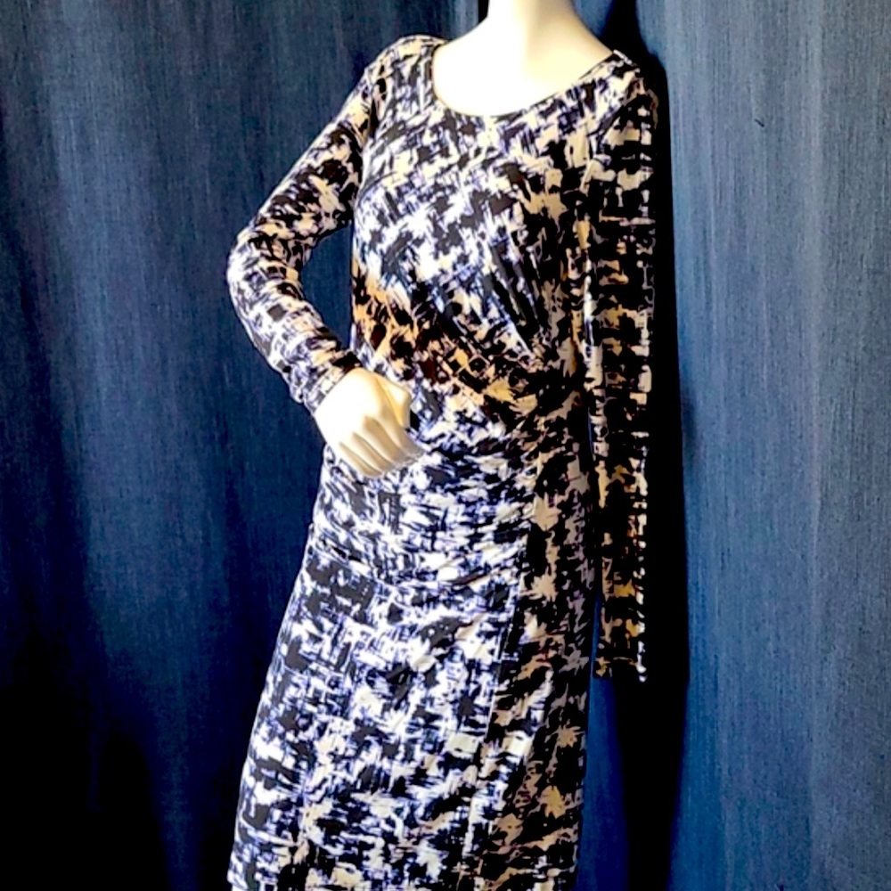 SOLD - Seraphine maternity siderushed dress,Size 2, Multi colored:black, purple,
